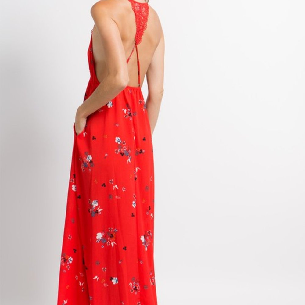 NWT Red Floral Maxi Dress - Picture 6 of 13